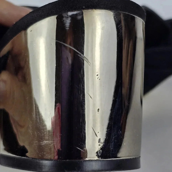 Marc Fisher Rima Mule Sandals Size 9M Black Suede Leather Mirrored Block Heel - Picture 8 of 13